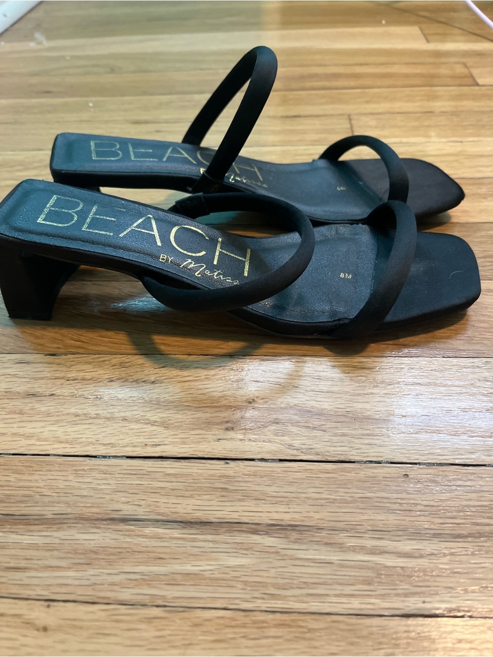 BEACH by Matisse Black Two-Strap Mid Heel Sandals